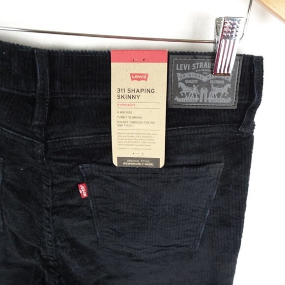 Levi's 311 Shaping Skinny Jeans Women's Size 31x30 Black Corduroy Stretch Cords - Picture 5 of 11
